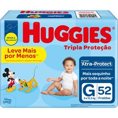 FRALDA HUGGIES TRIPLA PROTEÇÃO MEGA+ G C/52 