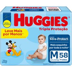 FRALDA HUGGIES TRIPLA PROTEÇÃO MEGA+ M C/58
