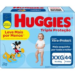 FRALDA HUGGIES TRIPLA PROTEÇÃO MEGA+ XXG C/44