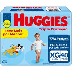 FRALDA HUGGIES TRIPLA PROTEÇÃO MEGA+ XG C/48