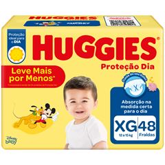 FRALDA HUGGIES TRIPLA PROTEÇÃO DIA MEGA+ XG C/48
