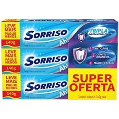 CREME DENTAL SORRISO TRIPLA LIMPEZA COMPLETA 140G PACK C/3